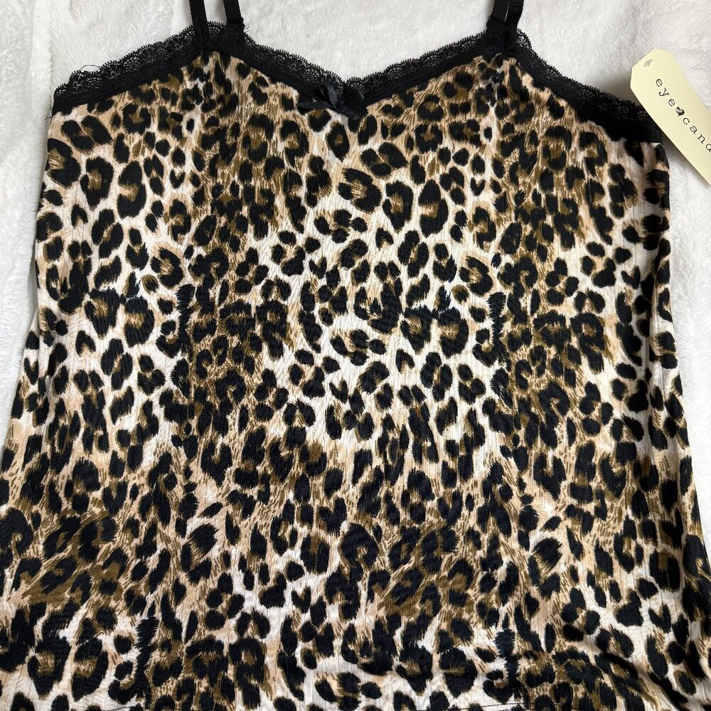 Eye Candy Leopard Print Lace Cami Tank Top Women's size 2X NWT
